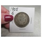 1905s Barber Half Dollar Silver Coin