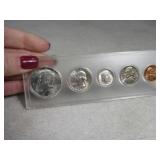 1964 UNC Mint Coin Silver 5pc Set in holder