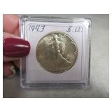 1943 UNC BU Walking Liberty Silver Half DollarCoin