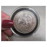 1908 Beautiful Silver Mexico Peso UN PESO Coin