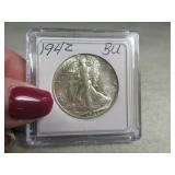 1942 UNC BU Walking Liberty Half Silver DollarCoin