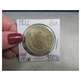 1932 BU UnPeso Peso Mexico Silver Coin