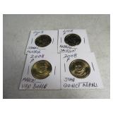 Lot(4) Presidential $1 Coins 2008