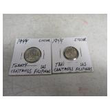 (2) 1944 US Filipinas Ten/Twenty Centavos Silver