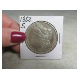 1883s Morgan Silver Dollar AU *key date*