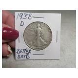 1938d Walking Liberty Half Dollar *better date*
