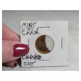 Rare Mint Error Complete MisHit Penny Curved Cut