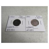 Lot(2) Full Liberty 1900 Nickels dark