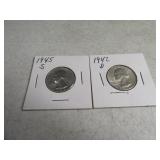 1942d/1945s Nice Washington Silver Quarters