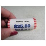 $25 Roll Zachary Taylor $1 Presidential DollarCoin