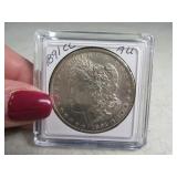 1891cc Spitting Eagle AU Morgan Silver Dollar