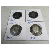 Lot(4) Kennedy PROOF Half Dollars 1982-1985