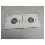 Lot(2) 1913 Barber Head Silver Dimes