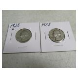 1938/1938s Washington Silver Quarters
