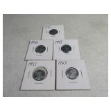 Lot(5) UNC 1943 ZincCoated Pennies WWII Cents