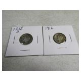 1916/1938d Mercury Silver Dimes *better dates*