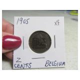 1905 Belgium 2 Cents Coin XF