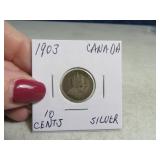 1903 Canadian Dime 10cent Silver Coin