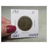 1911 Canada One Cent Coin XF