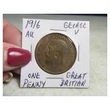 1916 Great Britain OnePenny GeorgeV AU