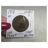 1918 Great Britain One Penny GeorgeV XF