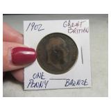 1902 Great Britain Bronze One Penny Coin