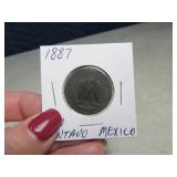 1887 Un Centavo Mexico Copper Coin