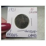 1921 Switzerland 1 Franc XF Silver Coin