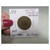 1911 US Filipinas One Centavo Coin