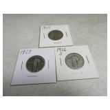 Lot(3) Standing Liberty Quarters Silver 25/26s/27