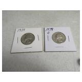 1939 & 1939d Washington Silver Quarters