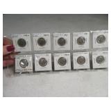 Lot(10) asst 60s/70s Roosevelt Dimes in sleeves