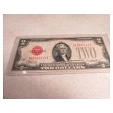 1928 Red Seal (large) $2 Bill Currency