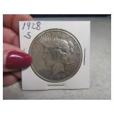 1928s PEACE Silver Dollar Coin in sleeve