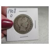 1908o Barber Silver Half Dollar sleeved