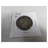 1909d Barber Silver Half Dollar Coin sleeved