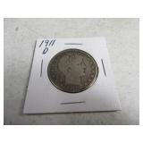 1911d Barber Half Dollar Silver Coin