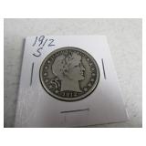 1912s Barber Half Dollar Silver Coin