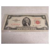 1953 RedSeal $2 US Currency Bill