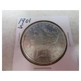 1901s Morgan Silver Dollar Coin *good date*