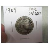 1909 Full Liberty Barber Head Quarter *Patina*