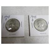 Lot(2) 1943d Franklin Half Dollars Silver 1stYrIss
