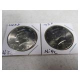 2003d/2003s (2) NIFS Franklin Half Dollars