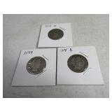 Lot(3) asst Barber Quarters silver coins