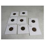 Lot(8) asst Indian Head Cents Pennies Coins