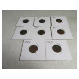 Lot(8) asst Indian Head Cents Pennies Coins