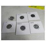 Lot(6) Steel Pennies Cents Coins