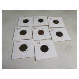 Lot(8) asst Indian Head Cents Pennies Coins