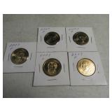 Lot(5) Presidential $1 Coins in sleeves