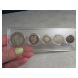 5pc Silver Coins Set asst in holder